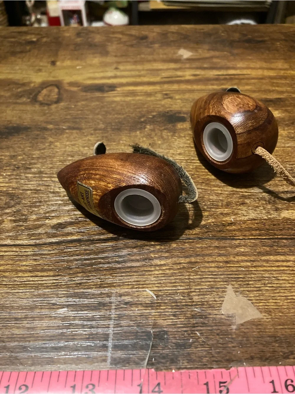Teak wood mice salt & pepper shakers
